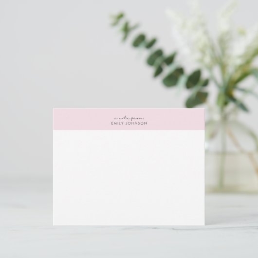 Modern pink and white a note from flat card kaart (Staand voorkant)