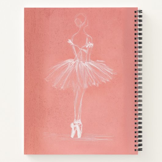 Modern Pink Ballerina Sketch Custom Name Notitieboek (Achterkant)