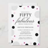 Modern Pink Black Bold Script 50th Birthday Party Kaart (Voorkant)