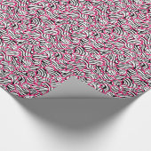 Modern Pink Black Modern Zebra Hearts Pattern Cadeaupapier (Hoek)