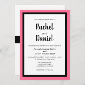 Modern Pink Black Wedding Uitnodiging (Voorkant / Achterkant)