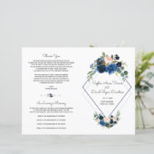 Modern Pink Blue Floral Navy Blue Diamond Programm (Staand voorkant)