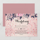 Modern Pink Blue Floral Wedding (Voorkant / Achterkant)