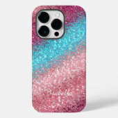 Modern Pink Blue Glitter Girly Case-Mate iPhone Case (Achterkant)