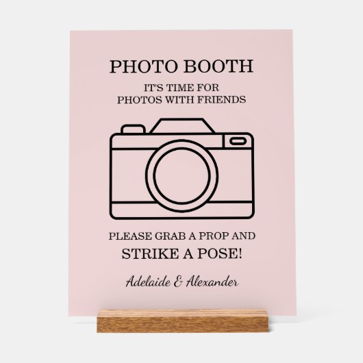 Modern Pink Blush Camera Wedding Photo Booth  (Recto)