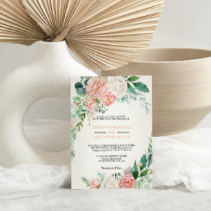 Modern Pink Blush Tropical Floral bruiloft Kaart