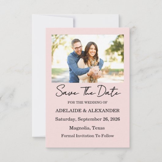 Modern Pink Blush Wedding  Save The Date (Voorkant)