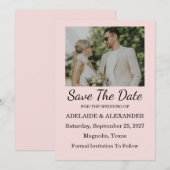 Modern Pink Blush Wedding Save The Date Kaart (Voorkant / Achterkant)