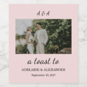 Modern Pink Blush Wedding Wijn Etiket (Enkel label)