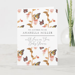 Modern Pink Boho Butterfly Girl Baby shower Kaart