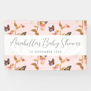 Modern Pink Boho Butterfly Girl Baby shower Spandoek