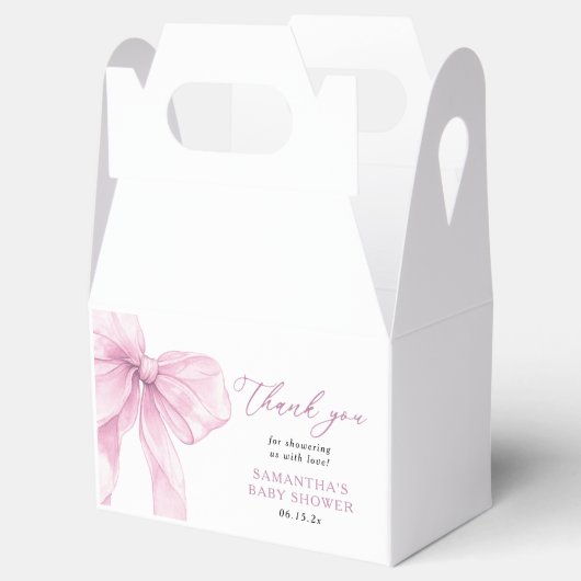 Modern Pink Bow Baby shower Dank u wel Bedankdoosjes (Geopend)