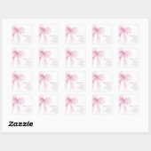 Modern Pink Bow Baby shower Dank u wel Vierkante Sticker (Vel)