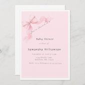 Modern Pink Bow Coquette Baby Shower Kaart (Voorkant / Achterkant)