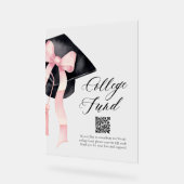 Modern Pink Bow Gradatie Pet QR Code College Fund Acryl Bord (Hoek)