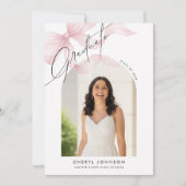 Modern Pink Bow Photo Graduation Party Invitation (Devant)
