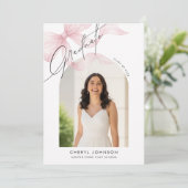 Modern Pink Bow Photo Graduation Party Invitation (Debout devant)