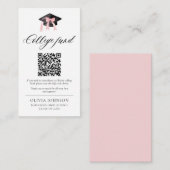 Modern Pink Bow QR Code College Fund Afstuderen Informatiekaartje (Voorkant / Achterkant)