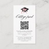 Modern Pink Bow QR Code College Fund Afstuderen Informatiekaartje (Voorkant)
