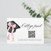 Modern Pink Bow QR Code College Fund Afstuderen Informatiekaartje (Staand voorkant)