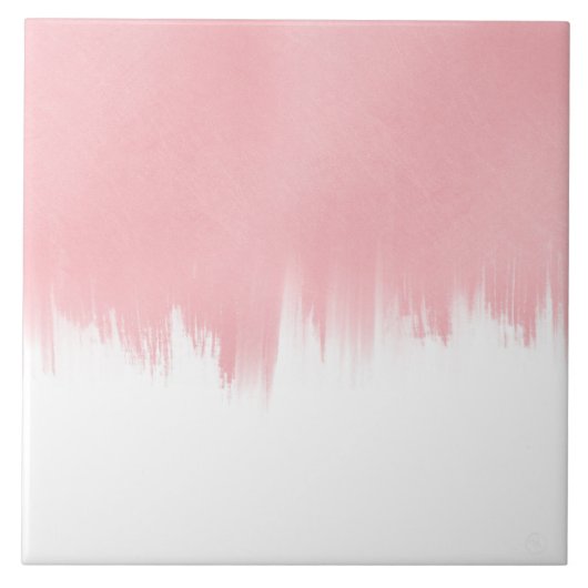 Modern Pink Brush strokes white Design Tegeltje (Voorkant)