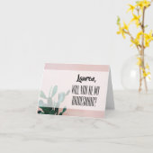 Modern Pink Cactus Bridesmaid Kaart (Gele Bloem)