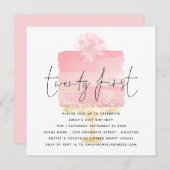 Modern Pink Cake Invitation 21e anniversaire (Devant / Derrière)