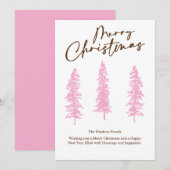 modern Pink Christmas Tree Holiday Card Feestdagenkaart (Voorkant / Achterkant)