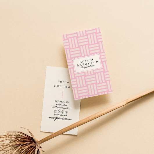 Modern Pink Cream Abstract Trendy Girly Visitekaartje