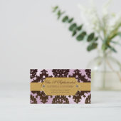 Modern Pink en Brown Damask Visitekaartje (Staand voorkant)