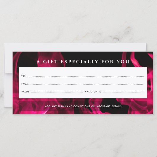 Modern Pink Flames Custom Logo Cadeaubon (Achterkant)