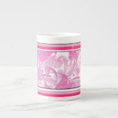 Modern Pink Floral Bone China Mok (Voorkant)