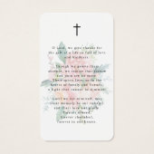 Modern Pink Floral Cross Prayer Card Visitekaartje (Achterkant)