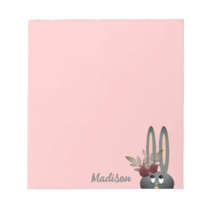 Modern Pink Floral Easter Bunny - Speciaal Notitieblok