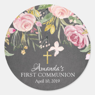 Modern Pink Floral First Heilige Communist Sticker