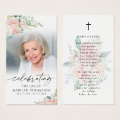 Modern Pink Floral God's Garden Prayer Card (Devant & derrière)