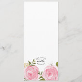 Modern  Pink Floral Wedding Menu (Achterkant)