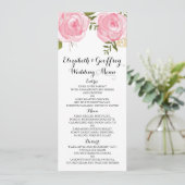 Modern  Pink Floral Wedding Menu (Staand voorkant)