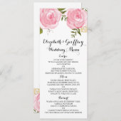 Modern  Pink Floral Wedding Menu (Voorkant / Achterkant)