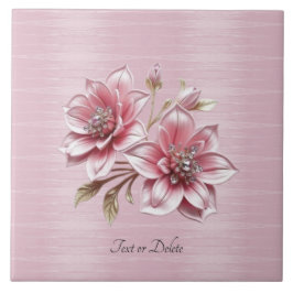 Modern Pink Flowers Ceramic Tile Tegeltje