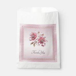 Modern Pink Flowers Favor Bag Bedankzakje
