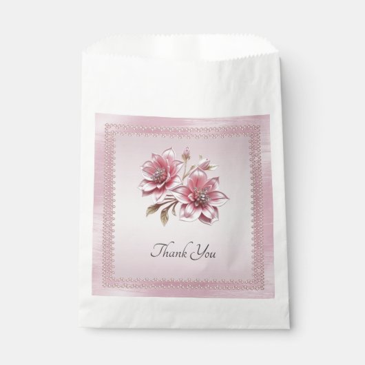 Modern Pink Flowers Favor Bag Bedankzakje (Voorkant)