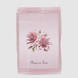 Modern Pink Flowers Golf Towel Golfhanddoek