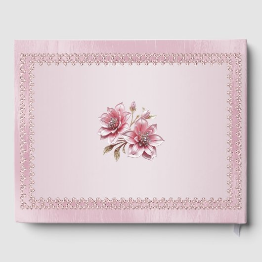 Modern Pink Flowers Guest Book Gastenboek (Achterkant)