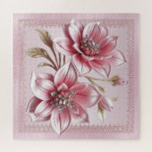 Modern Pink Flowers Jigsaw Puzzle (Horizontal)