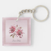 Modern Pink Flowers Keychain (Achterkant)