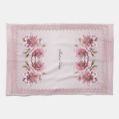 Modern Pink Flowers Kitchen Towel Theedoek (Horizontaal)