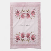 Modern Pink Flowers Kitchen Towel Theedoek (Verticaal)