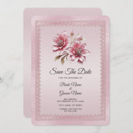 Modern Pink Flowers Save The Date