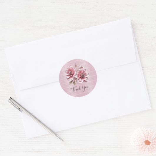 Modern Pink Flowers Sticker (Enveloppe)